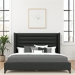 Bowery Hill Modern Channel Upholstered Queen Bed in Charcoal Performance Fabric