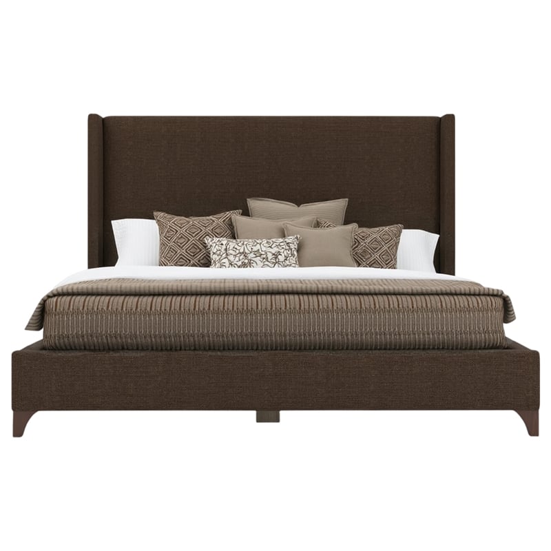 Bowery Hill Modern Upholstered King Bed in Brown Performance Fabric
