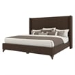 Bowery Hill Modern Upholstered King Bed in Brown Performance Fabric
