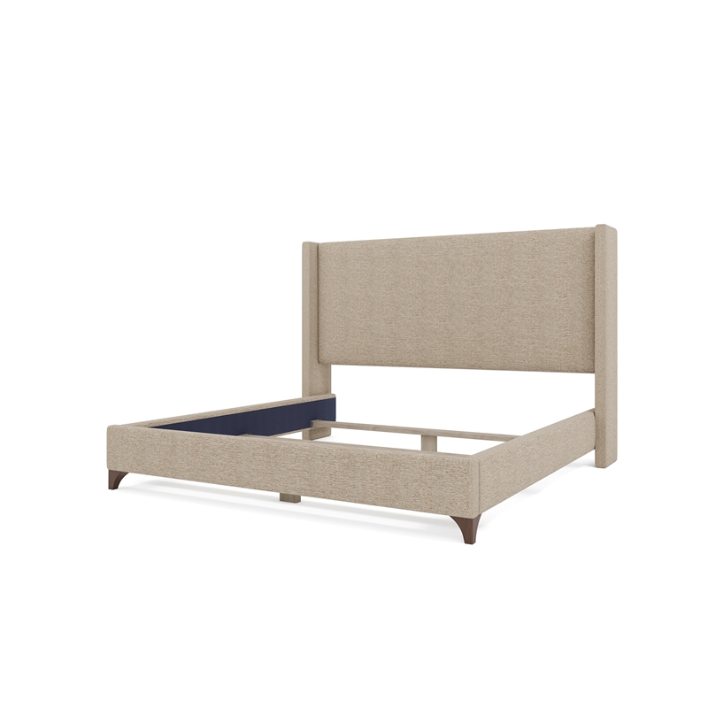 Bowery Hill Modern Upholstered King Bed in Tan Performance Fabric