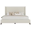 Bowery Hill Modern Upholstered King Bed in Off White Performance Fabric