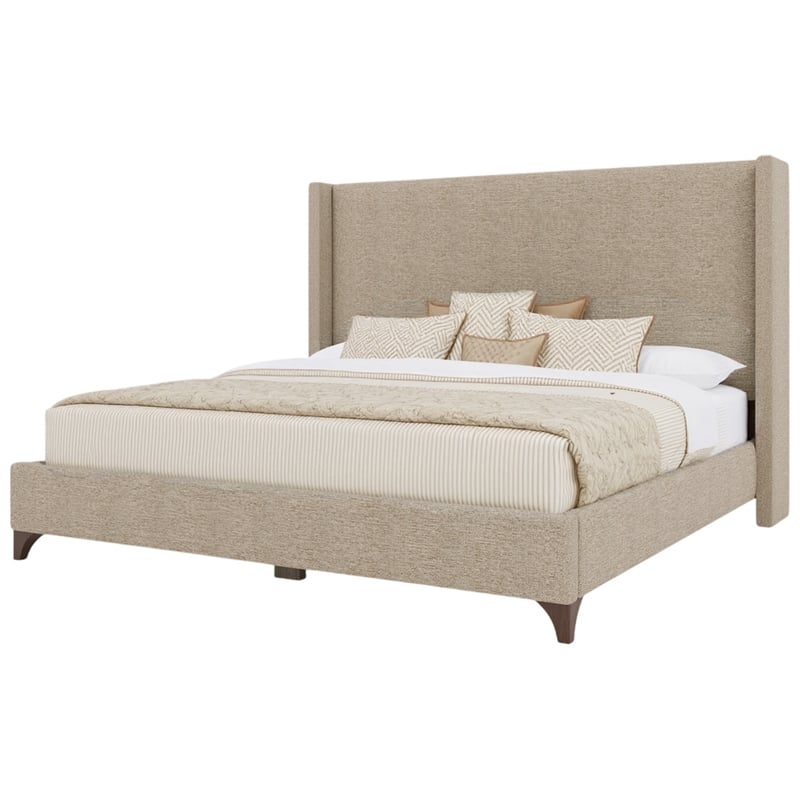 Bowery Hill Modern Upholstered Queen Bed in Tan Performance Fabric