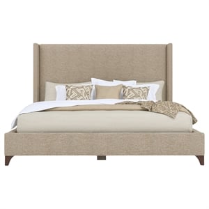 Bowery Hill Modern Upholstered Queen Bed in Tan Performance Fabric