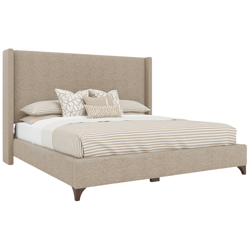 Bowery Hill Modern Upholstered Queen Bed in Tan Performance Fabric