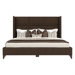 Bowery Hill Modern Upholstered King Bed in Brown Performance Fabric