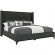 Bowery Hill Modern Upholstered King Bed in Charcoal Performance Fabric