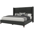 Bowery Hill Modern Upholstered King Bed in Charcoal Performance Fabric