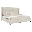 Bowery Hill Modern Upholstered King Bed in Off White Performance Fabric