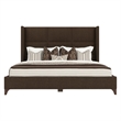 Bowery Hill Modern Upholstered Queen Bed in Brown Performance Fabric