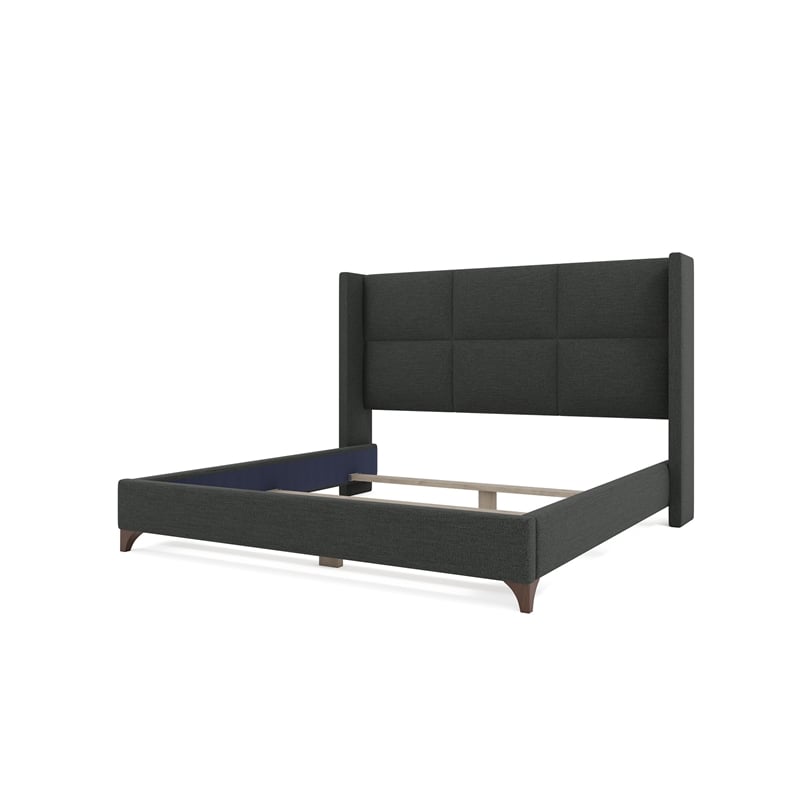 Bowery Hill Modern Upholstered Queen Bed in Charcoal Performance Charcoal