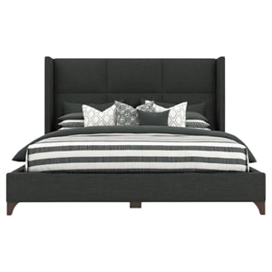 Bowery Hill Modern Upholstered Queen Bed in Charcoal Performance Charcoal