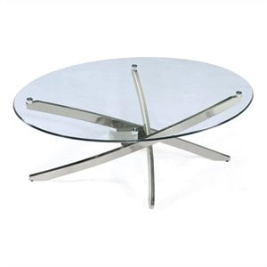 Bowery Hill Contemporary Oval Cocktail Table in Brushed Nickel