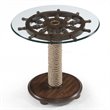 Bowery Hill Wood Industrial Canoe Base Structure Accent Table in Dark Oak