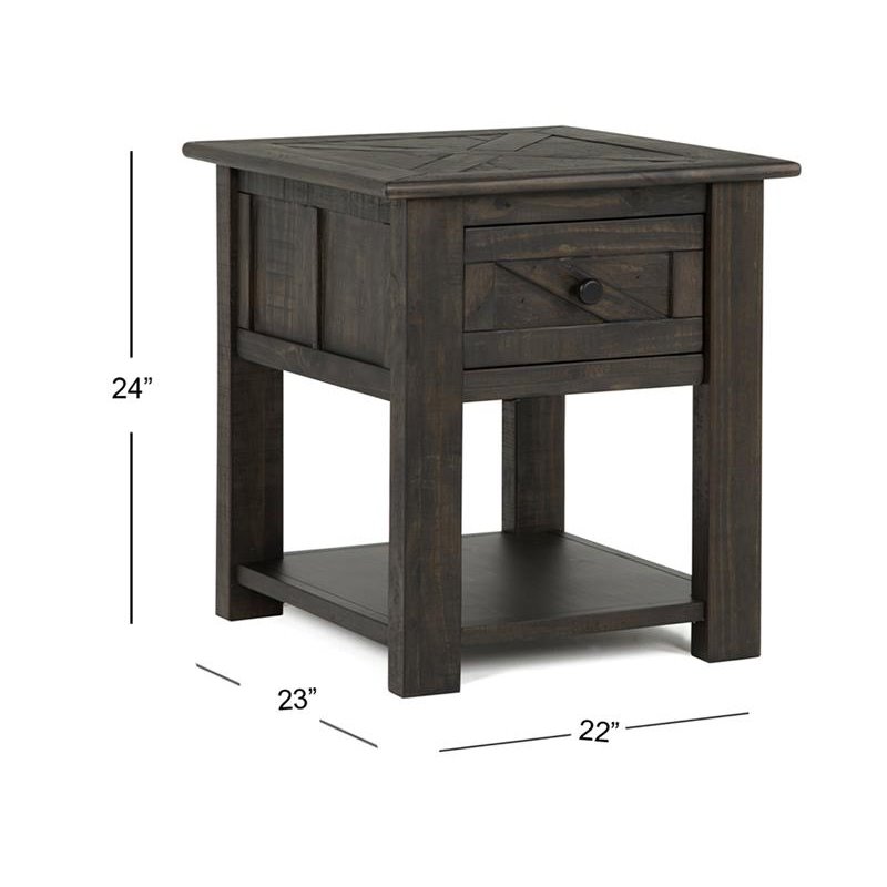 Bowery Hill Contemporary Wood End Table in Weathered Charcoal