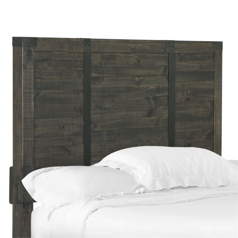 Bowery Hill Wood Contemporary Queen Panel Headboard in Weathered Charcoal