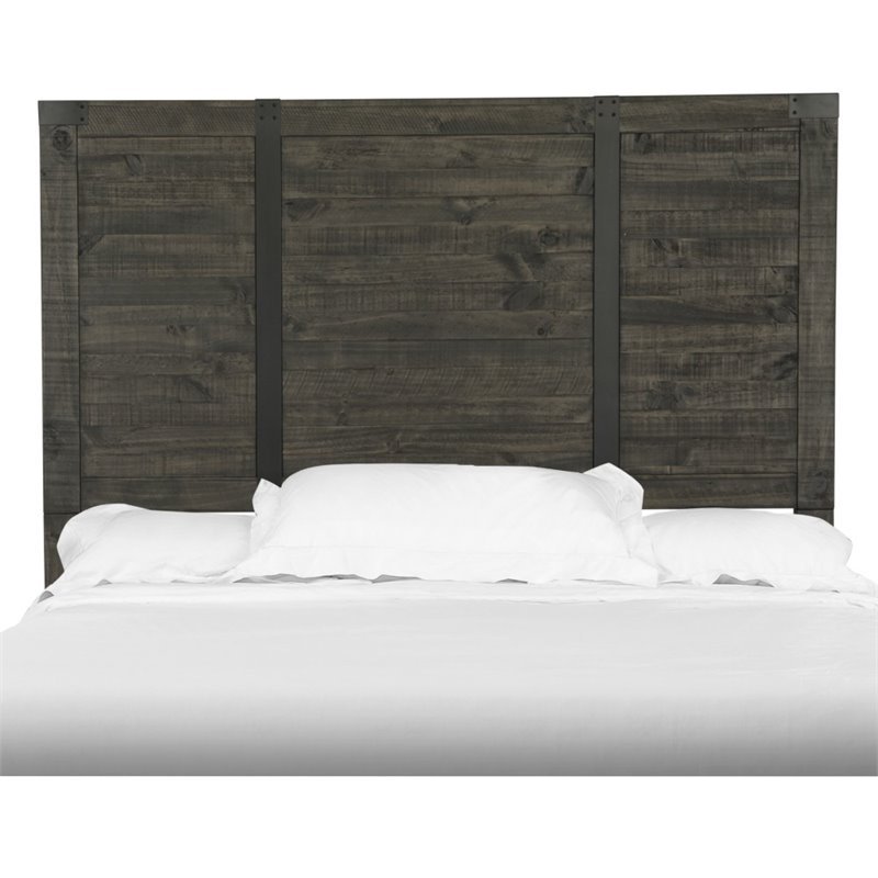 Bowery Hill Wood Contemporary Queen Panel Headboard in Weathered Charcoal