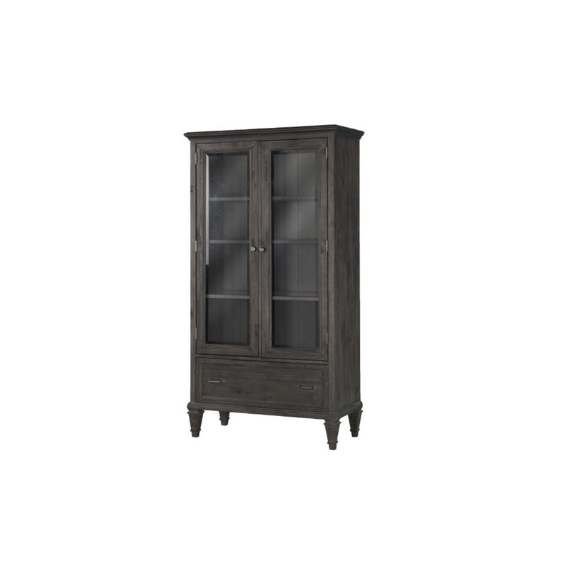 Bowery Hill Contemporary Curio Cabinet in Weathered Charcoal