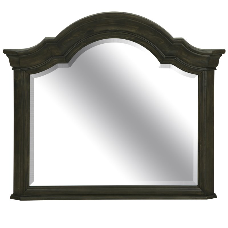 Bowery Hill Curved Wood Frame Traditional Peppercorn Shaped Mirror