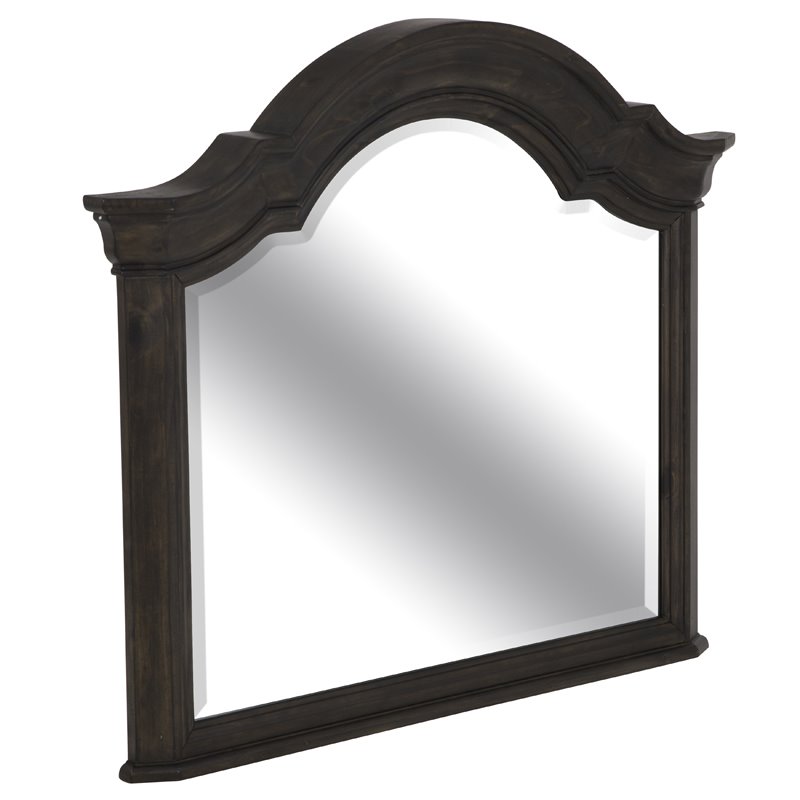Bowery Hill Curved Wood Frame Traditional Peppercorn Shaped Mirror