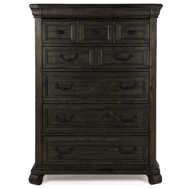 Bowery Hill Solid Pine Wood Traditional Peppercorn 6-Drawers Chest