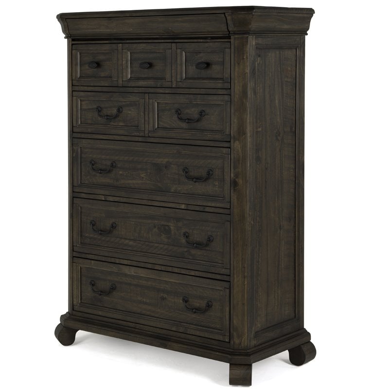 Bowery Hill Solid Pine Wood Traditional Peppercorn 6-Drawers Chest