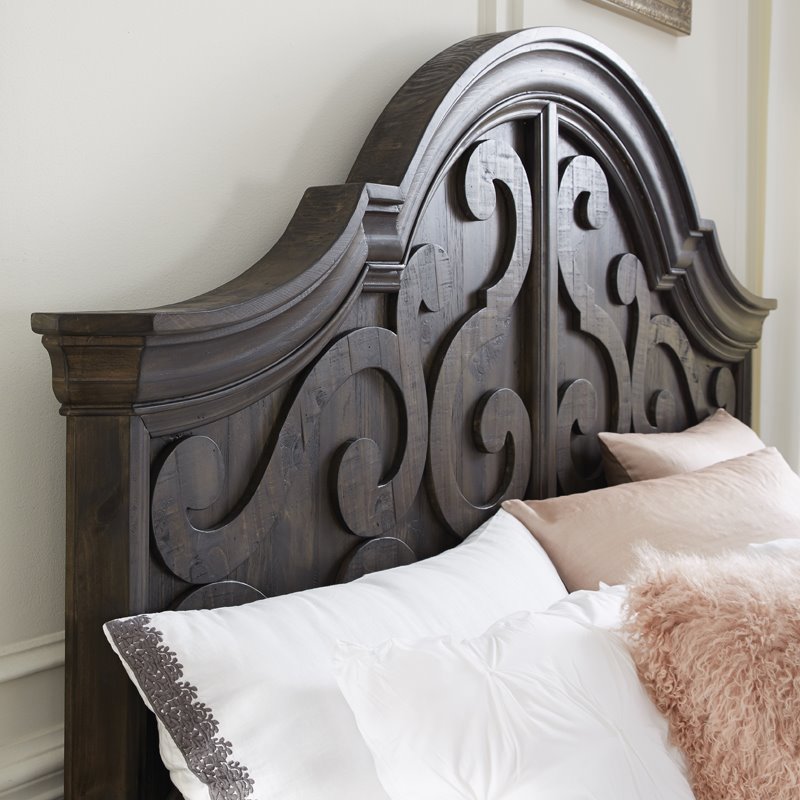Bowery Hill Traditional Peppercorn King Panel Shaped Headboard