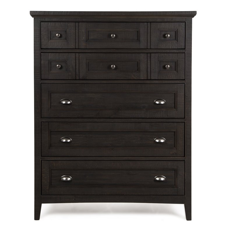 Bowery Hill Wood Relaxed Traditional Graphite 5 Drawer Chest