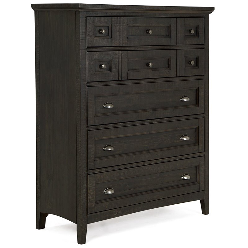 Bowery Hill Wood Relaxed Traditional Graphite 5 Drawer Chest