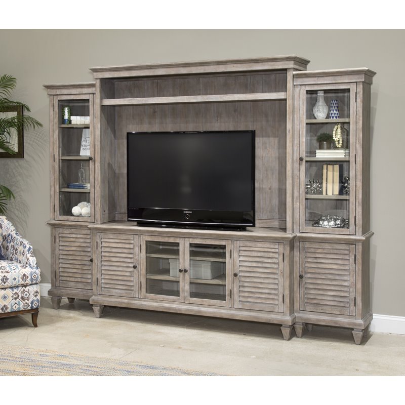 Bowery Hill Traditional Rustic Dovetail Grey Entertainment Wall