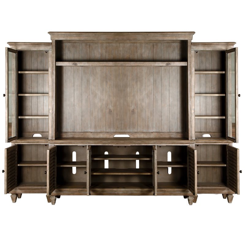 Bowery Hill Traditional Rustic Dovetail Grey Entertainment Wall