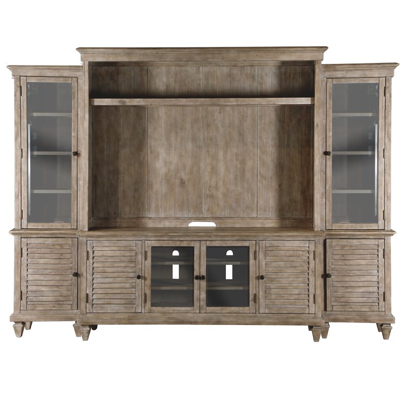 Bowery Hill Traditional Rustic Dovetail Grey Entertainment Wall
