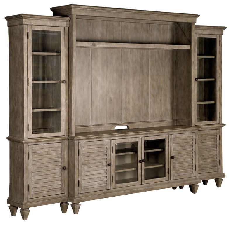 Bowery Hill Traditional Rustic Dovetail Grey Entertainment Wall