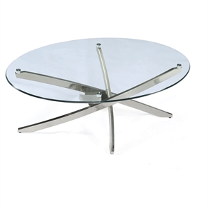 Bowery Hill Contemporary Tempered Clear Glass Top Oval Cocktail Table