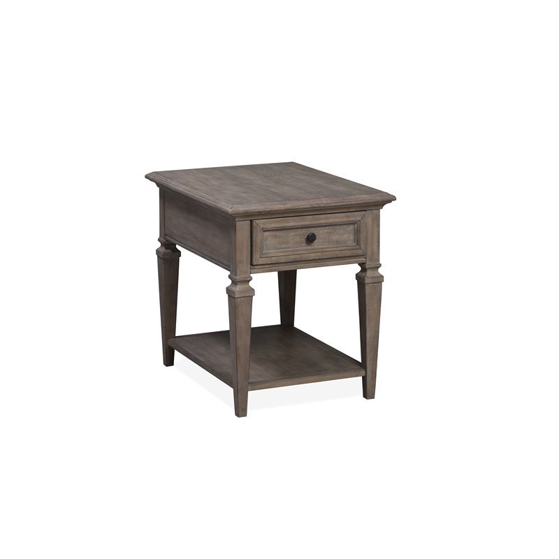 Bowery Hill Solid Pine Wood Traditional Rectangular End Table in Gray