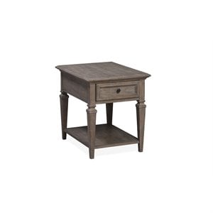 Bowery Hill Solid Pine Wood Traditional Rectangular End Table in Gray