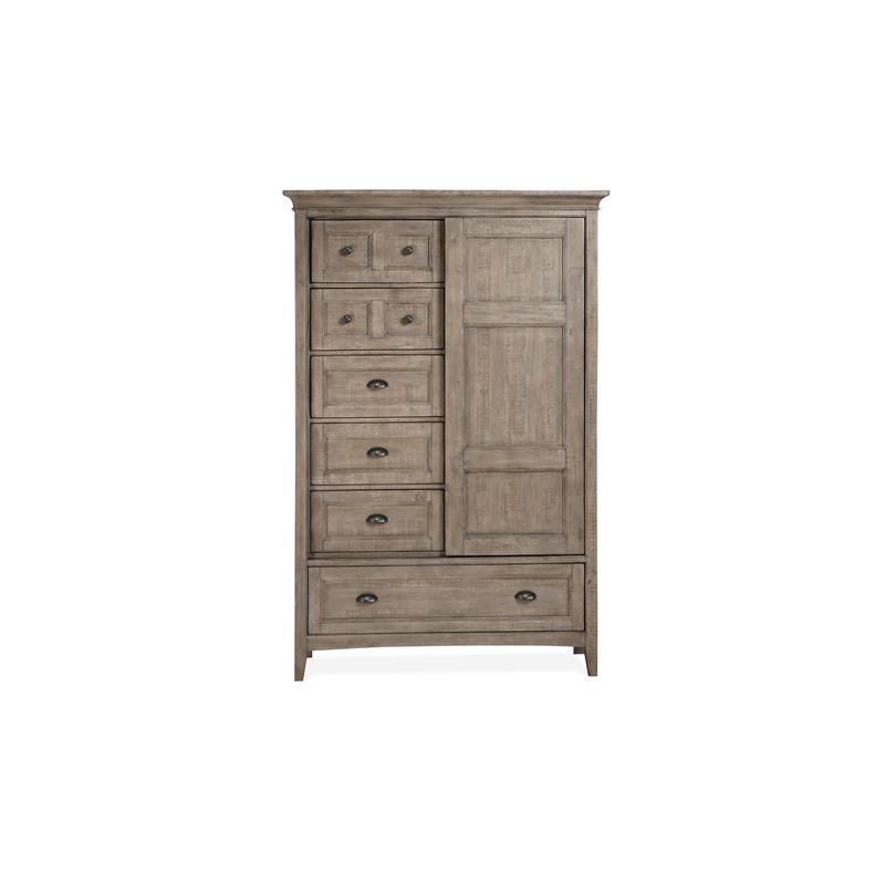 Bowery Hill Traditional Wood Chest with Door and Dovetaile Drawers in Brown