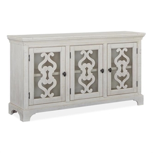 Bowery Hill Solid Pine Wood Traditional Server in White Finish