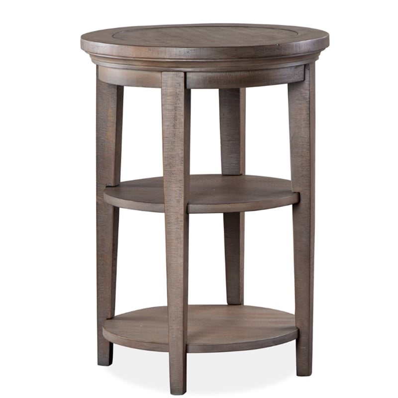 Bowery Hill Wood Transitional Round Accent End Table in Gray Finish
