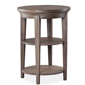 Bowery Hill Wood Transitional Round Accent End Table in Gray Finish