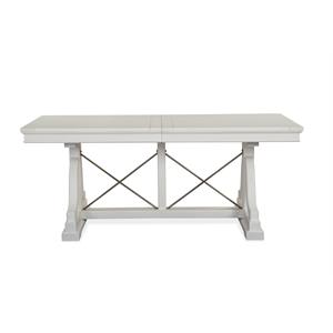 Bowery Hill Wood Transitional Trestle Dining Table in White Finish