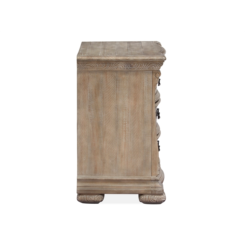 Bowery Hill Traditional Fawn Finish Wood 3-Drawer Nightstand