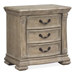 Bowery Hill Traditional Fawn Finish Wood 3-Drawer Nightstand