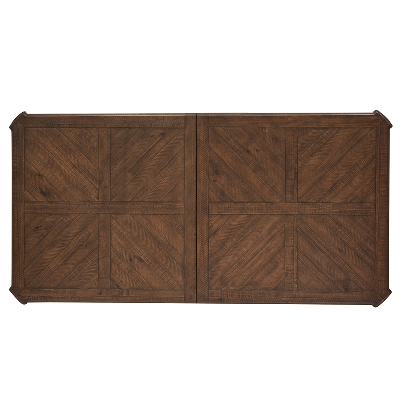 Bowery Hill Transitional Brown Extendable Trestle Dining Table