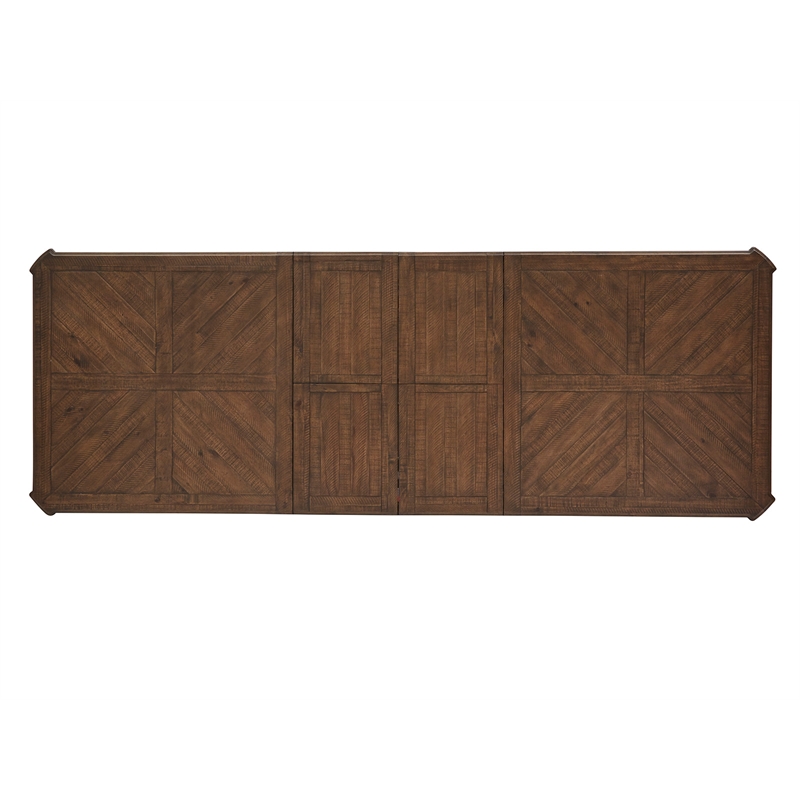 Bowery Hill Transitional Brown Extendable Trestle Dining Table