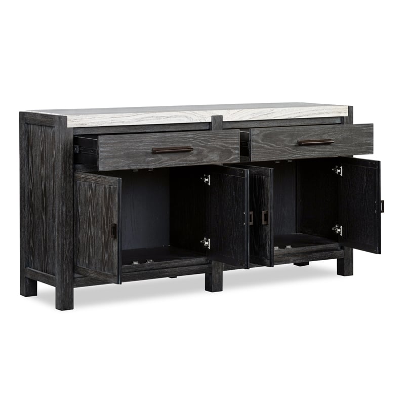 Bowery Hill Contemporary Ravenwood Black Finish Wood Sideboard