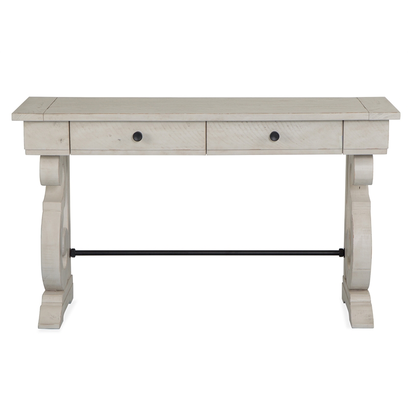 Bowery Hill Traditional Alabaster Rectangular Sofa Table in Cream