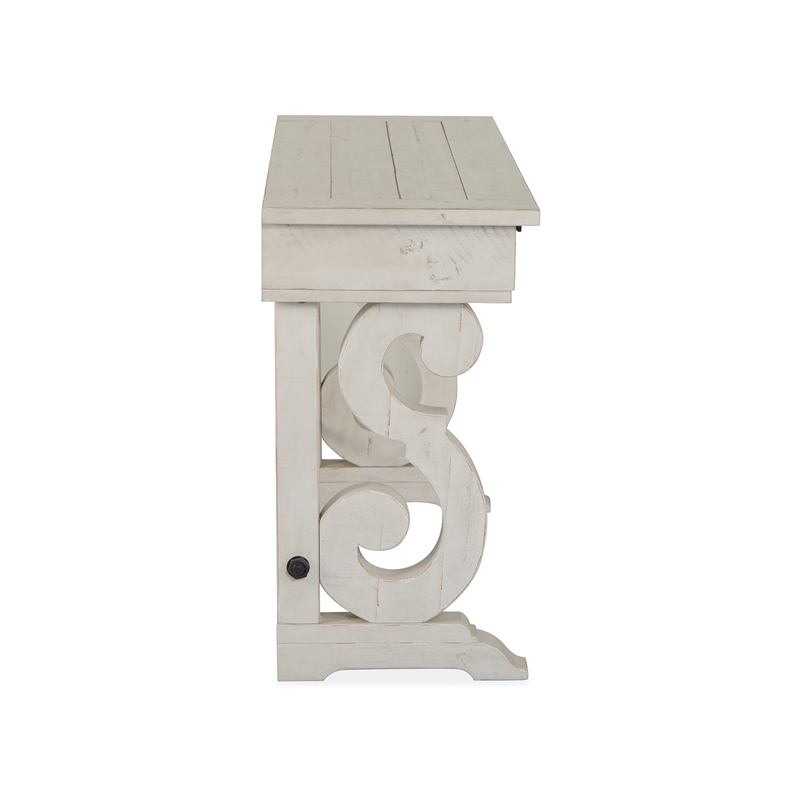 Bowery Hill Traditional Alabaster Rectangular Sofa Table in Cream