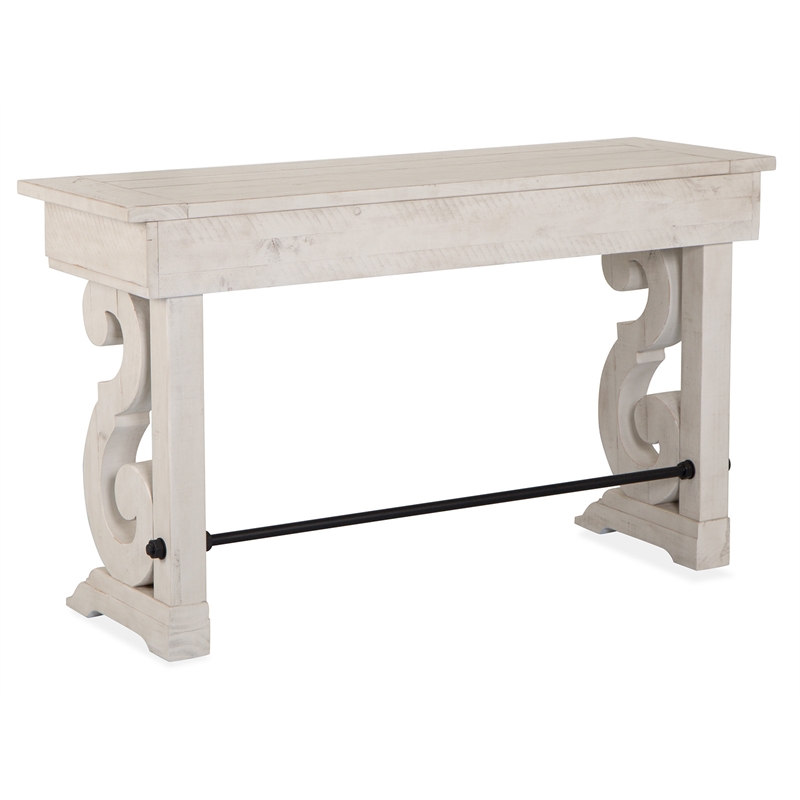 Bowery Hill Traditional Alabaster Rectangular Sofa Table in Cream