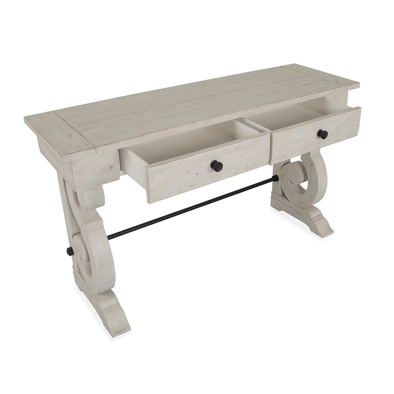 Bowery Hill Traditional Alabaster Rectangular Sofa Table in Cream