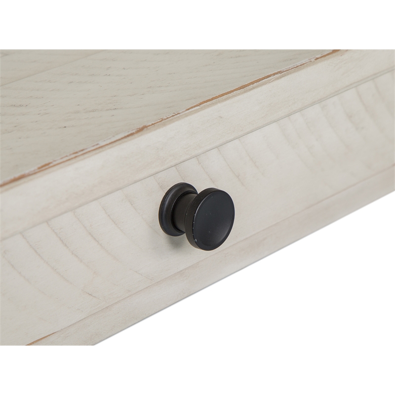 Bowery Hill Traditional Alabaster Rectangular Sofa Table in Cream